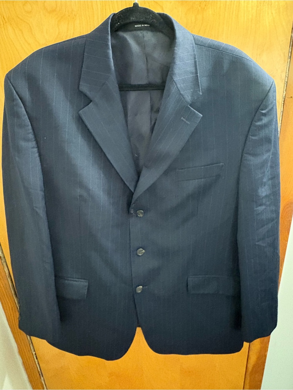 Ralph Lauren Men's Navy Pinstripe Three-Button Blazer - Size 46R